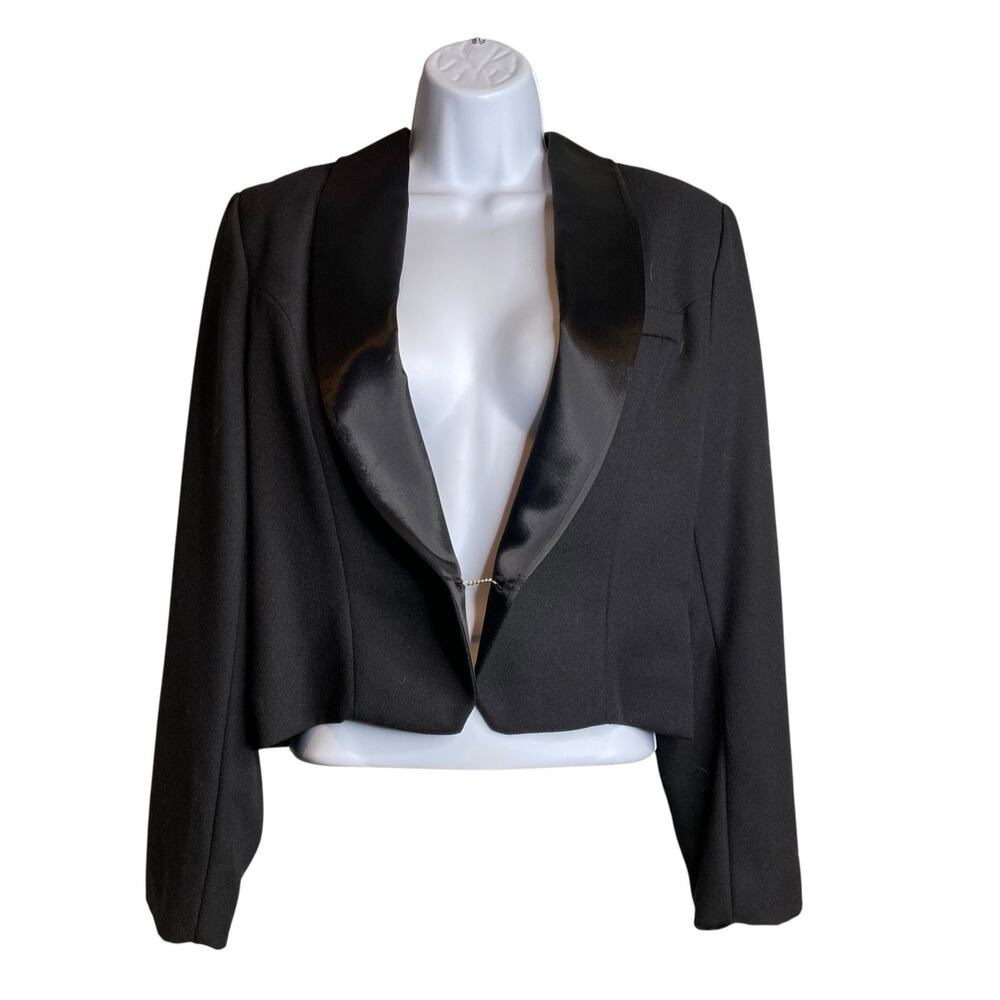 Vintage C.C. Bates Women's Black Shawl Collar Cropped Blazer Size 9/10 Old Money